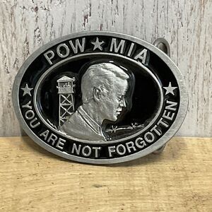 POW MIA Belt Buckle C J Inc 1987 Mens Veterans You Are Not Forgotten Patriotic